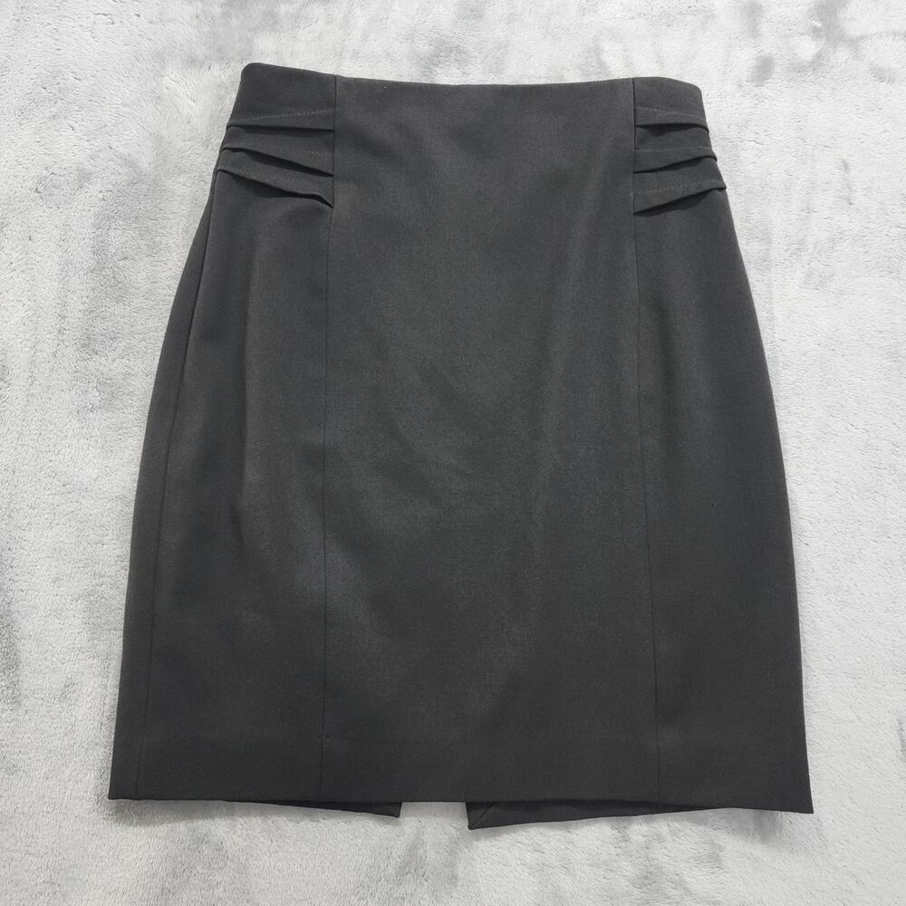 Express Skirt Women 0 PETITE Black Mini Pencil Back Slit Back Zip Stretch Office